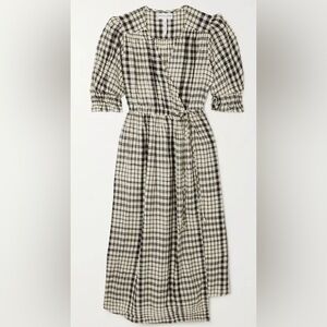 Apiece Apart Lucinda Plaid Cotton Wrap Midi Dress- S-SUPER CUTE!